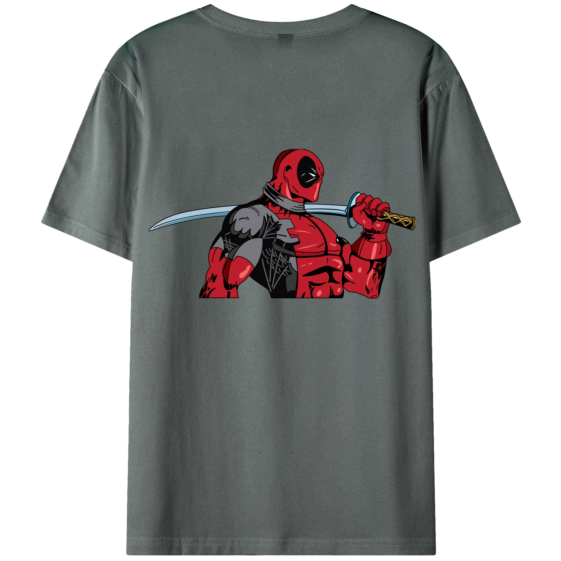 （画像用） Deadpool デッドプール 綿100％ メンズ半袖Tシャツ（バックプリント） 通気性